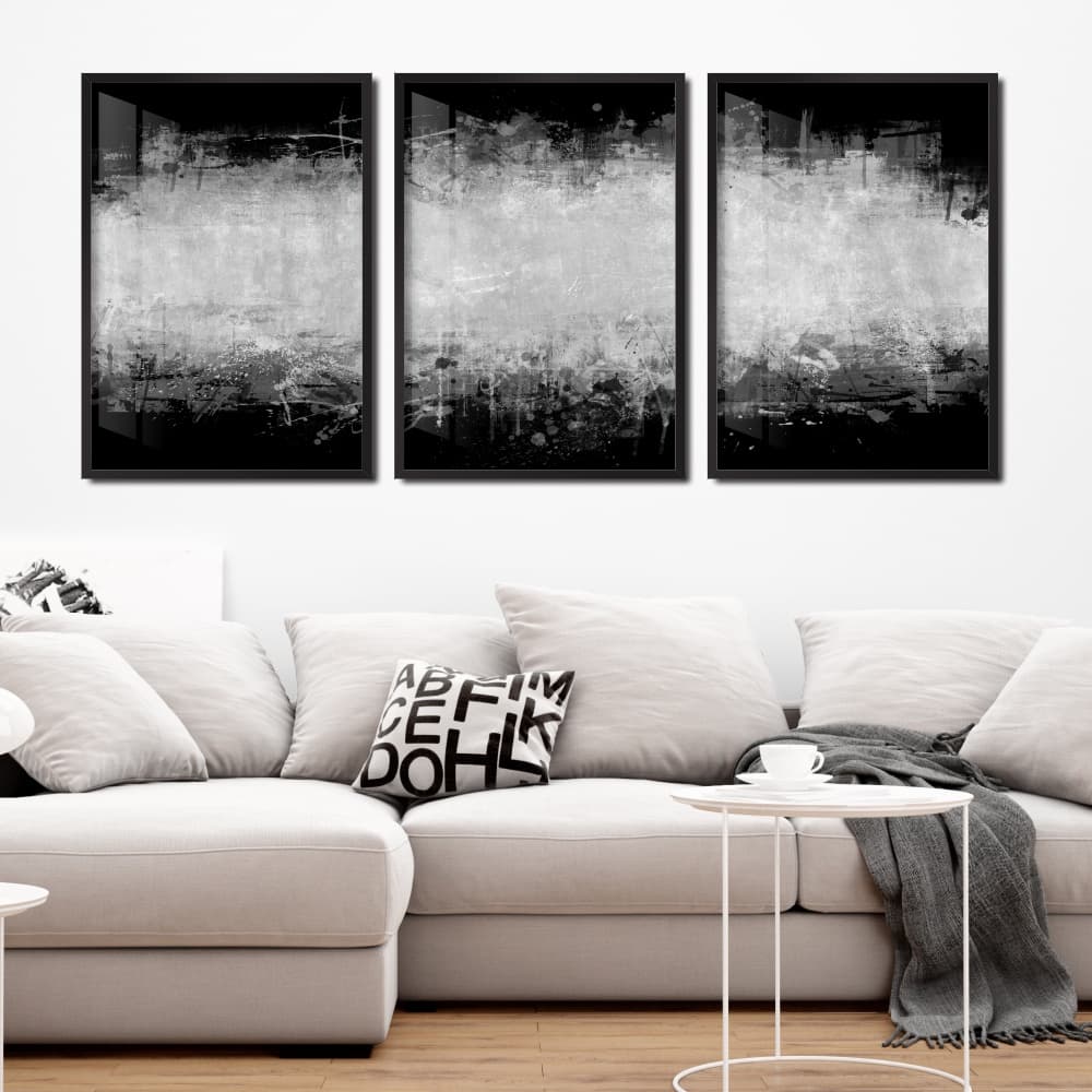 Quadros decorativos abstrato preto e branco quarto sala