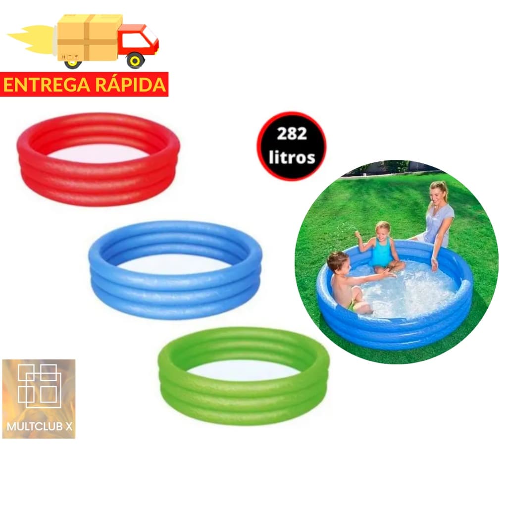 Piscina Infantil Inflável de 282 Litros com 3 Anéis Bestway Banheira Inflável para Crianças
