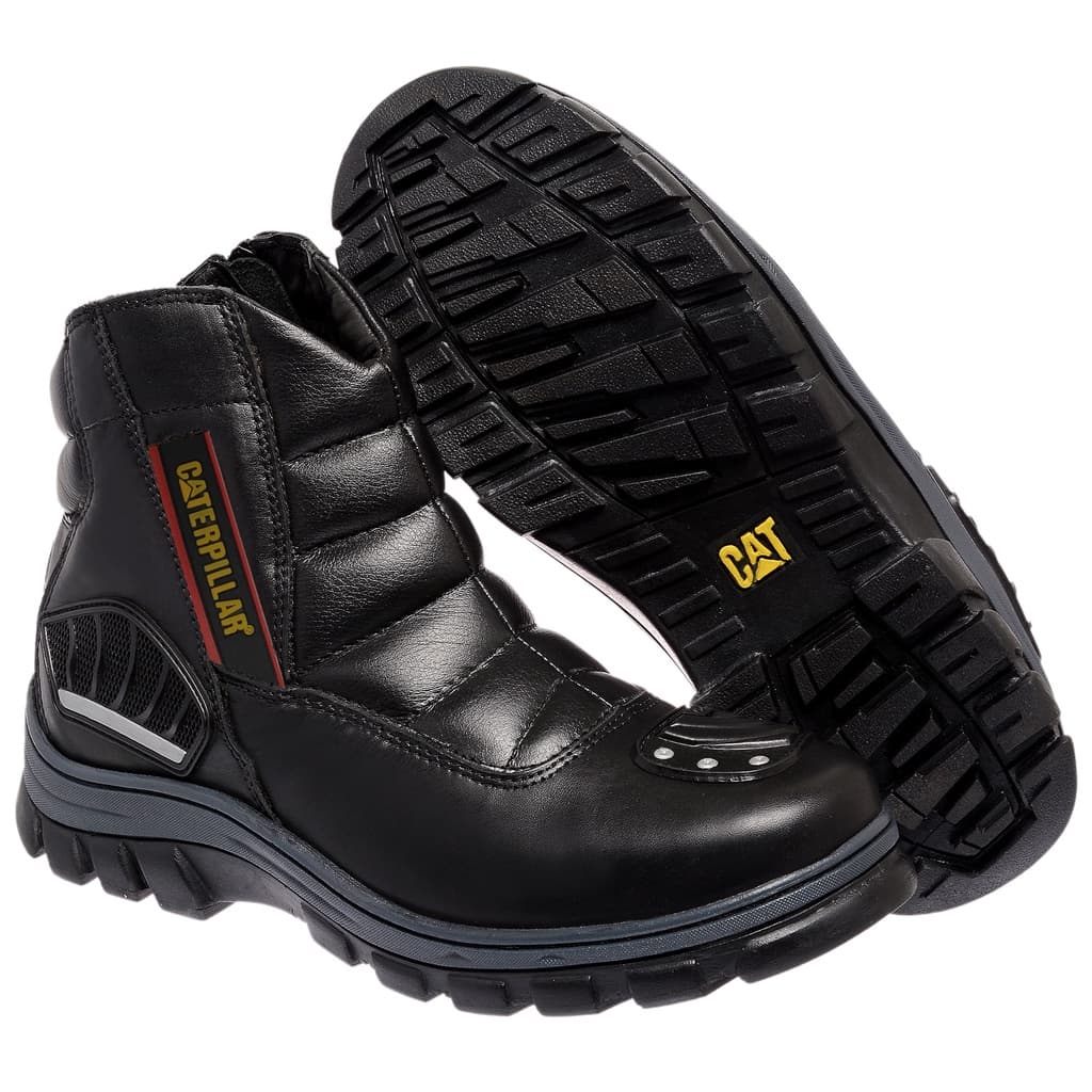 Bota Caterpillar Motociclista Ziper Masculina Em Couro Cat! TOP!!