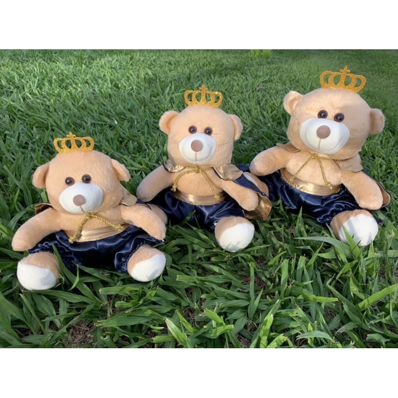 Trio De Ursos Príncipes Mini, P E M Azul Marinho Para Nicho E Decoração Do Quarto Cor Azul Menino