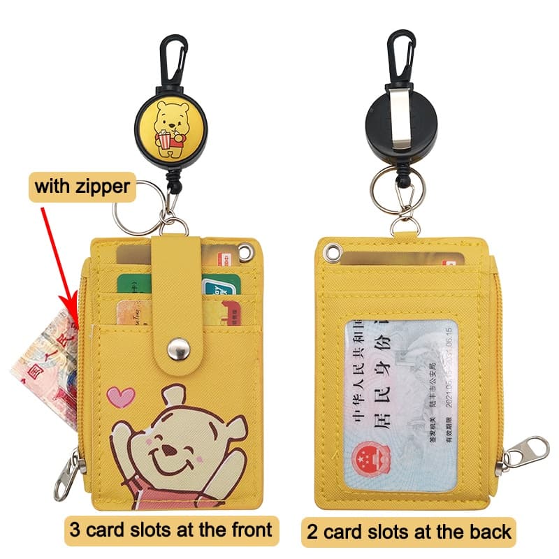 Porta-Cartões De Identificação Fofo Da , Capa Carteira Com 5 Compartimentos Para E Bolsa De Moedas Clipe De