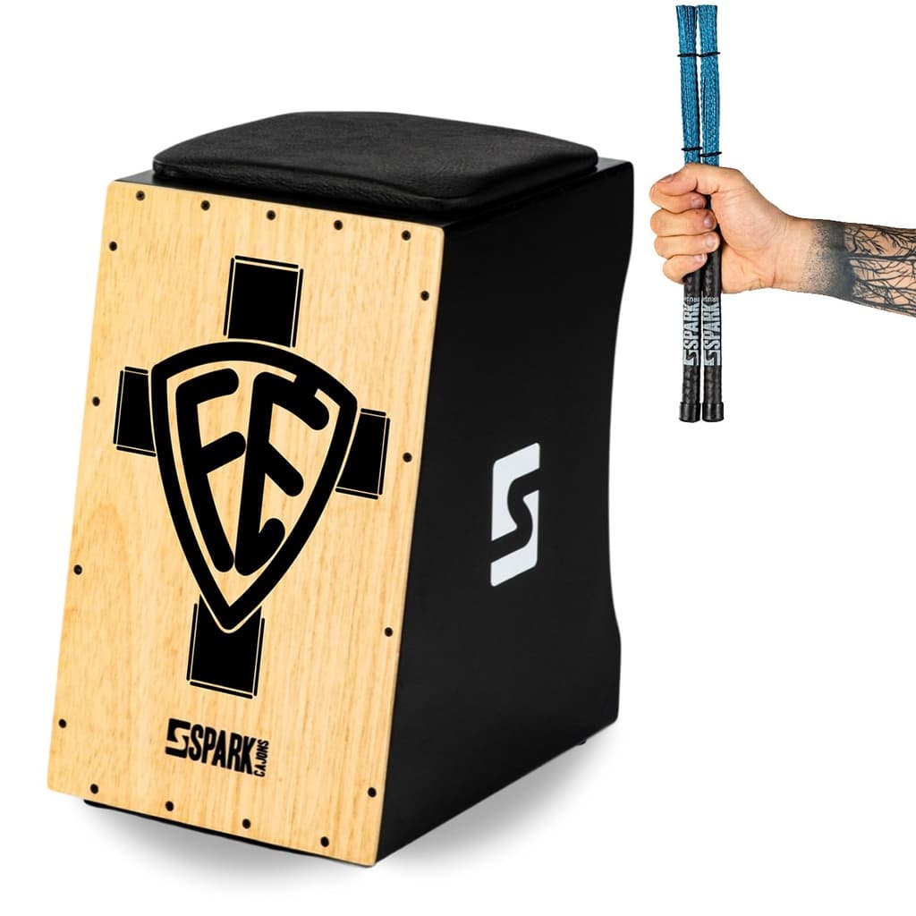 Cajon Eletrico Cajon Eletroacústico Fé + Vassourinha Cajons (Par) Spark Instrumentos Musicais Percussão