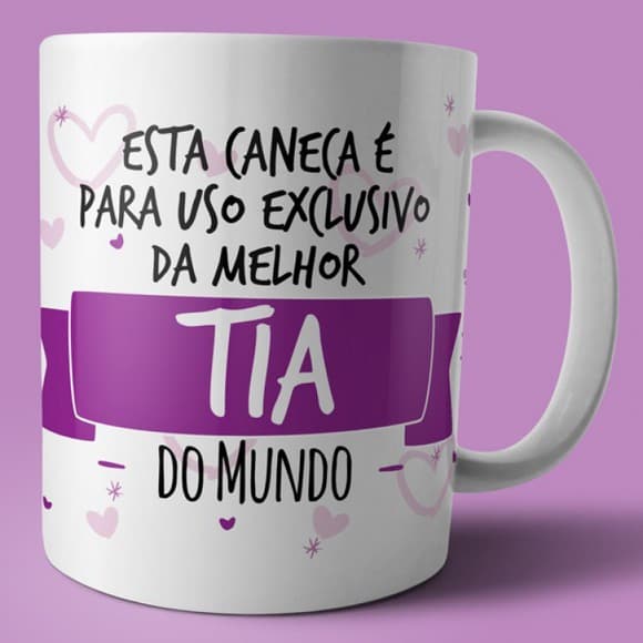 Caneca xícara de Porcelana Personalizada Uso Exclusivo Melhor Tia do Mundo