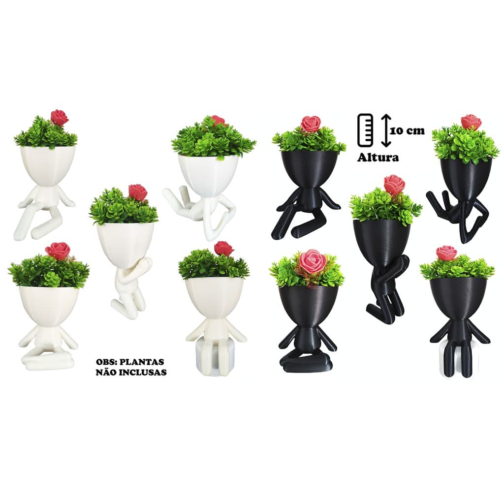 Kit 10 Vasinhos Decorativos Bob Plant para Suculentas - Decoração para Casa e Jardim