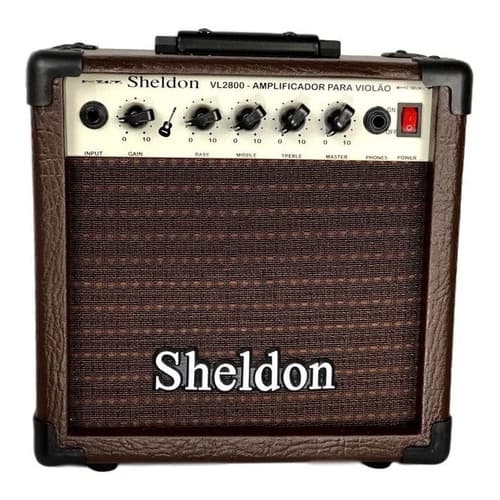 Amplificador Sheldon Vl2800 para Violão/cavaco/Teclado de 20W cor marrom  + brinde