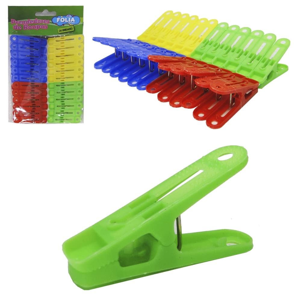 PRENDEDOR DE ROUPA DE PLASTICO COLORS COM 24 PECAS