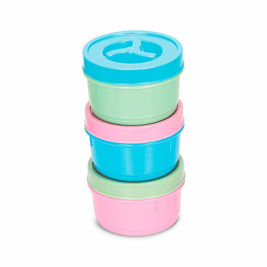 Conjunto Pote Redondo Baixo Pequeno 3pcs Tampa C/com Rosca