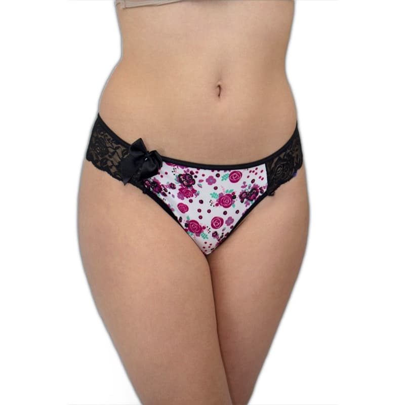 Calcinha Tanga Feminina em Renda e Romantic Estampada - Moda íntima - Roupa Íntima 0713