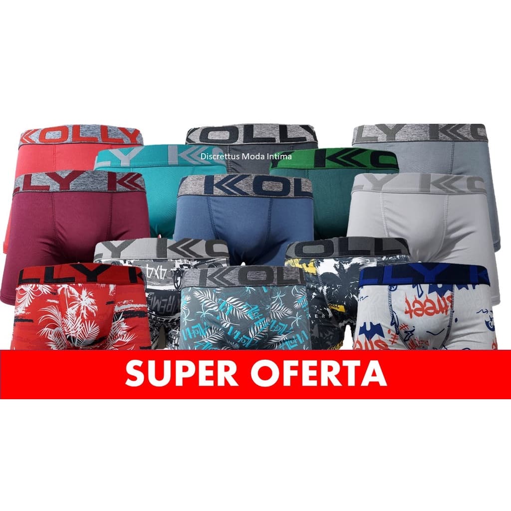 Kit 10 Cueca Cuecas Box Boxer KOLLY Forro de Algodão Microfibra Atacado OFERTA Revenda Fabrica