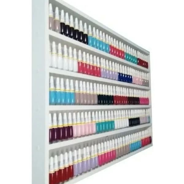 expositor de esmalte com fundo expositor em mdf branco