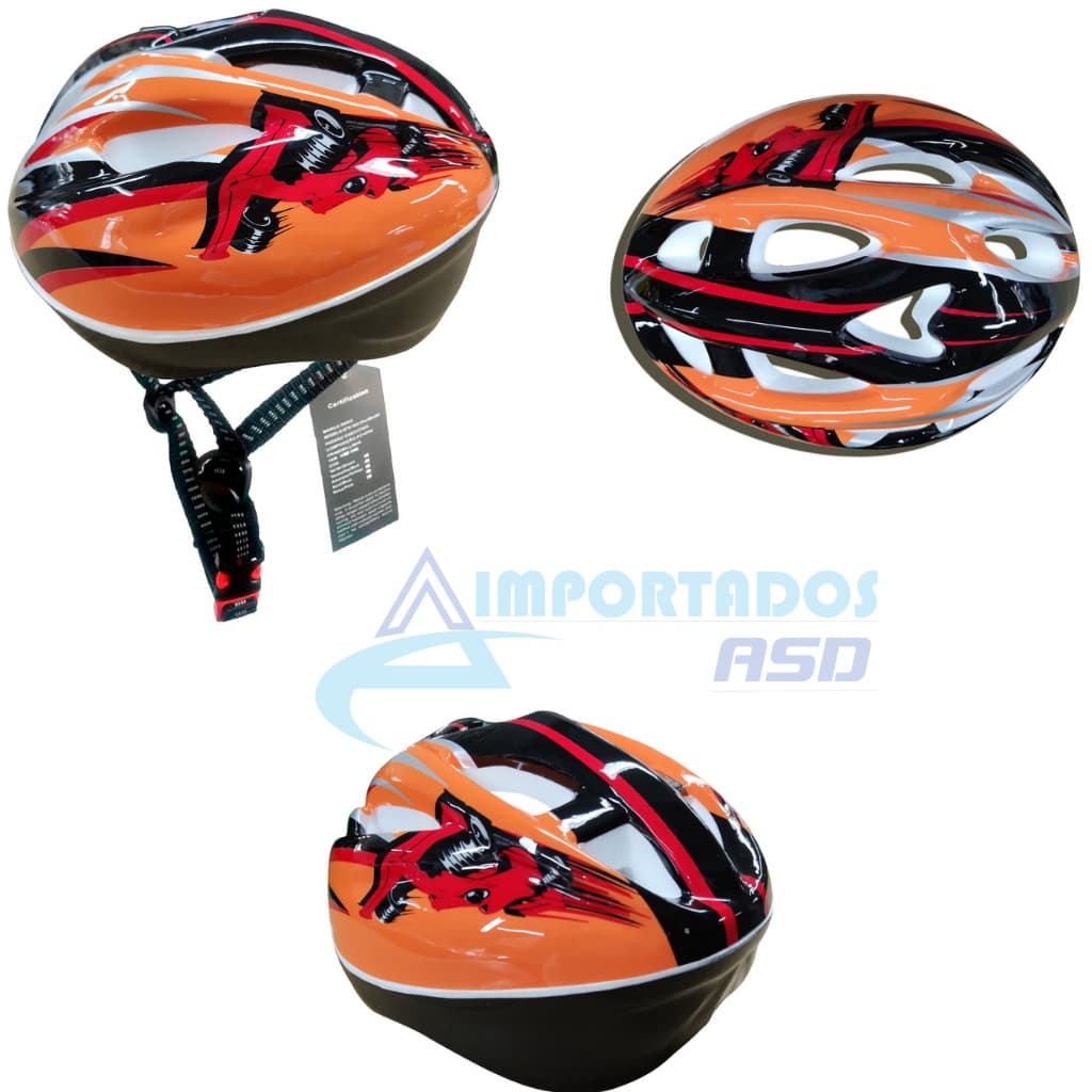 Capacete De Protecao Infantil Skate Patins Bicicleta Laranja/Preto