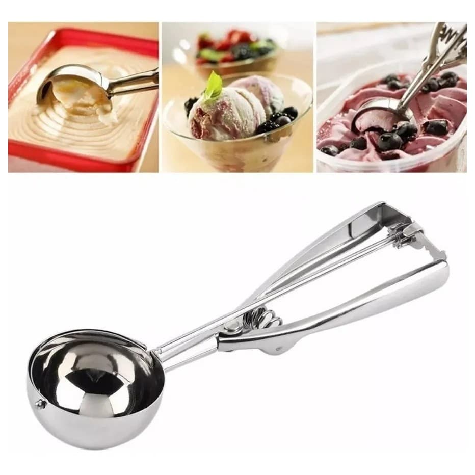 Colher Extratora Concha Pegador De Bola 4,5cm em Aço Inox Sorvete Kehome