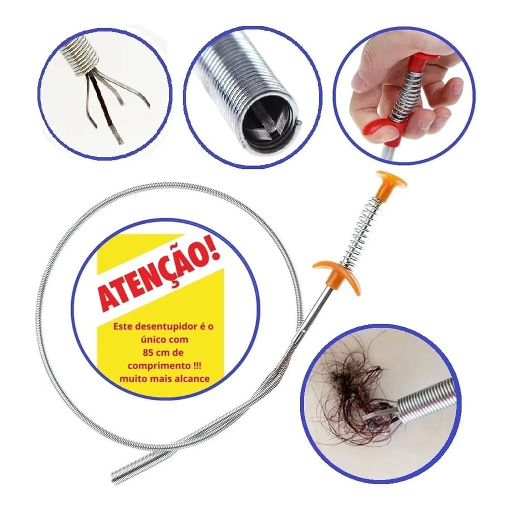 Desentupidor limpador pegador com garras para pias ralos canos tubos entre outros ...