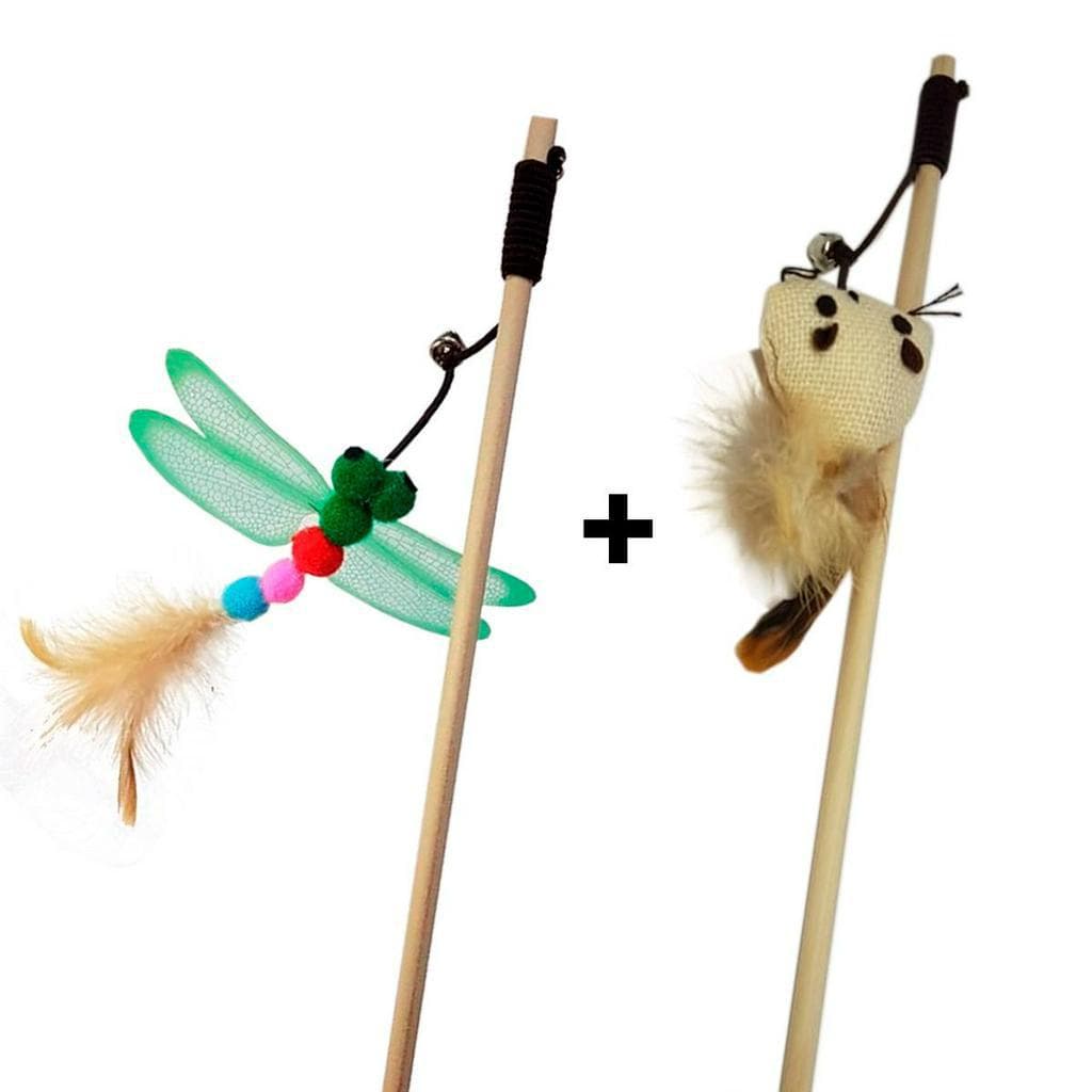 Brinquedo Para Gatos Varinha Guizo Inseto E Varinha Ratinho
