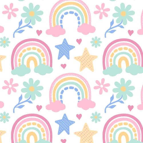 Adesivo De Parede Para Quarto De Menina Arco-iris Cobre 3m² Tons Pastéis