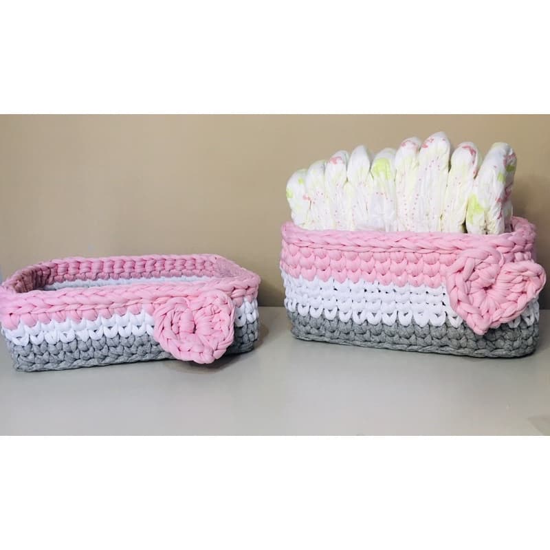 Kit Porta Fraldas e Bandeja De Fio de Malha