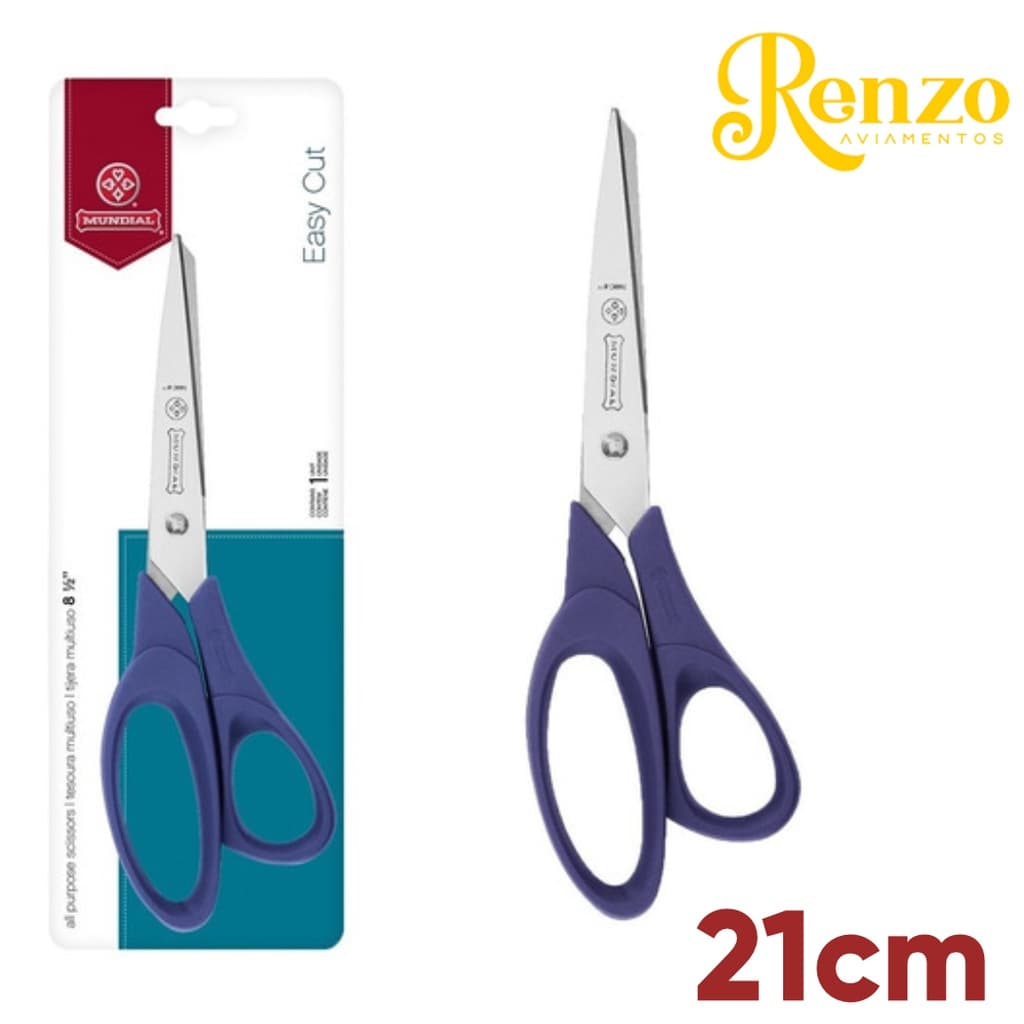 Tesoura Multiuso 160n-8.1/2 Mundial Azul Easy Cut 21cm