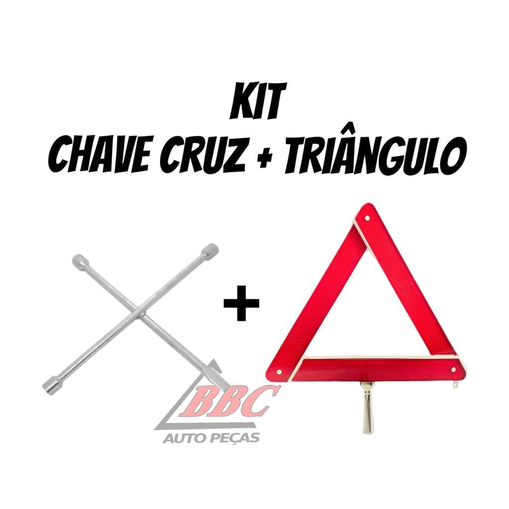 KIT Triangulo Sinalização + Chave de Roda Cruz