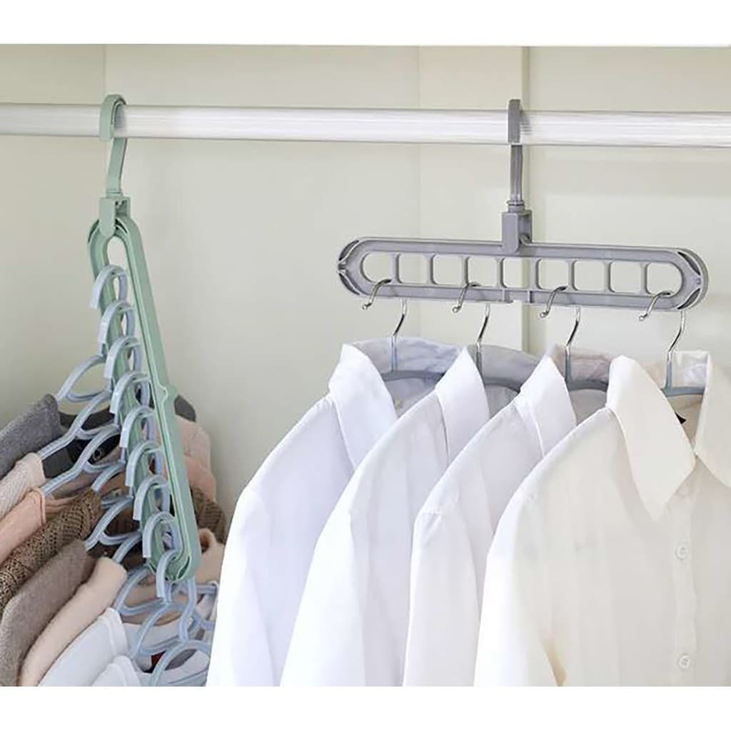 8x Cabides Mágico 9 Furos Multi-Dobrável Organizador