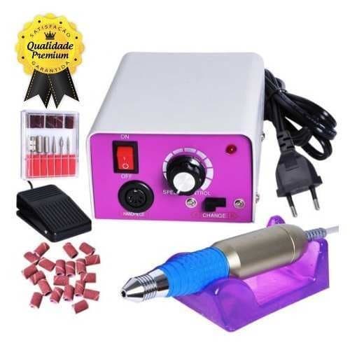 Lixa Eletrica Unhas C/ Pedal P/ Acrigel Porcelana Gel Bivolt 25000 RPM