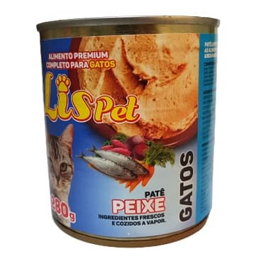 Alimento Completo / Ração Úmida / Patê para Gatos Adultos e Filhotes - LISPET  - Sabor Peixe - 280G