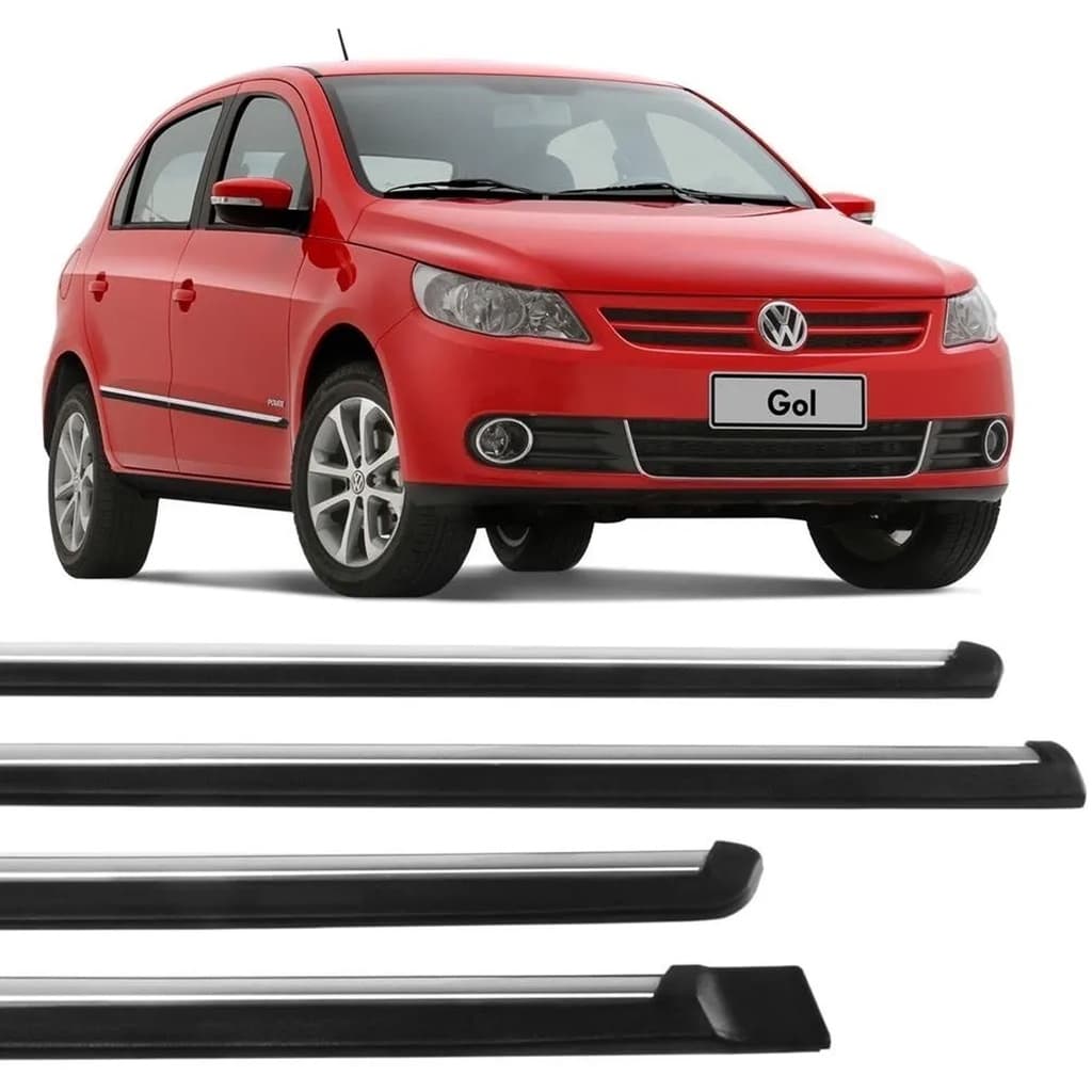 Jogo Friso Lateral GOL VOYAGE G5 2009/...(PRETO/INOX POL)