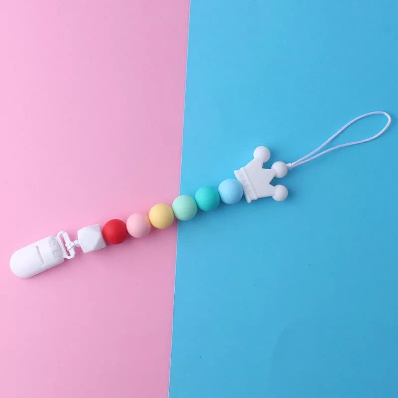 Prendedor de chupeta de silicone colorido artigo de bebê