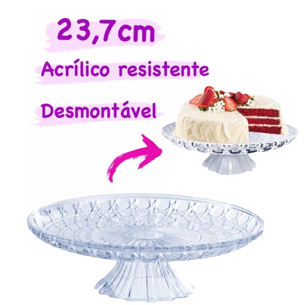 Boleira Bandeja Suporte Para Doces - Lapidada - Decoração 23cm
