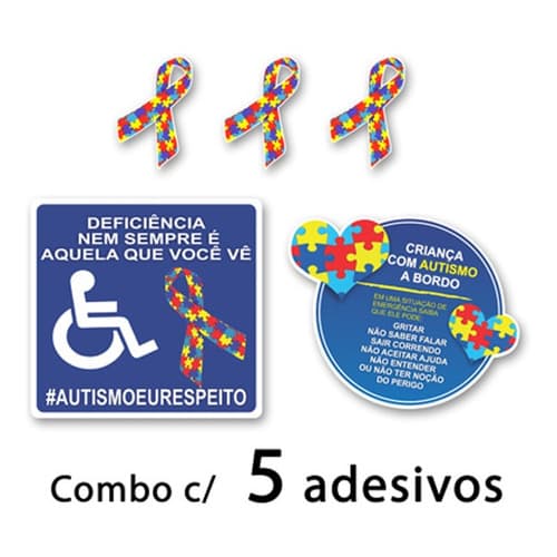 5 Adesivos Autismo - Deficiência Simbolo Autista A Bordo
