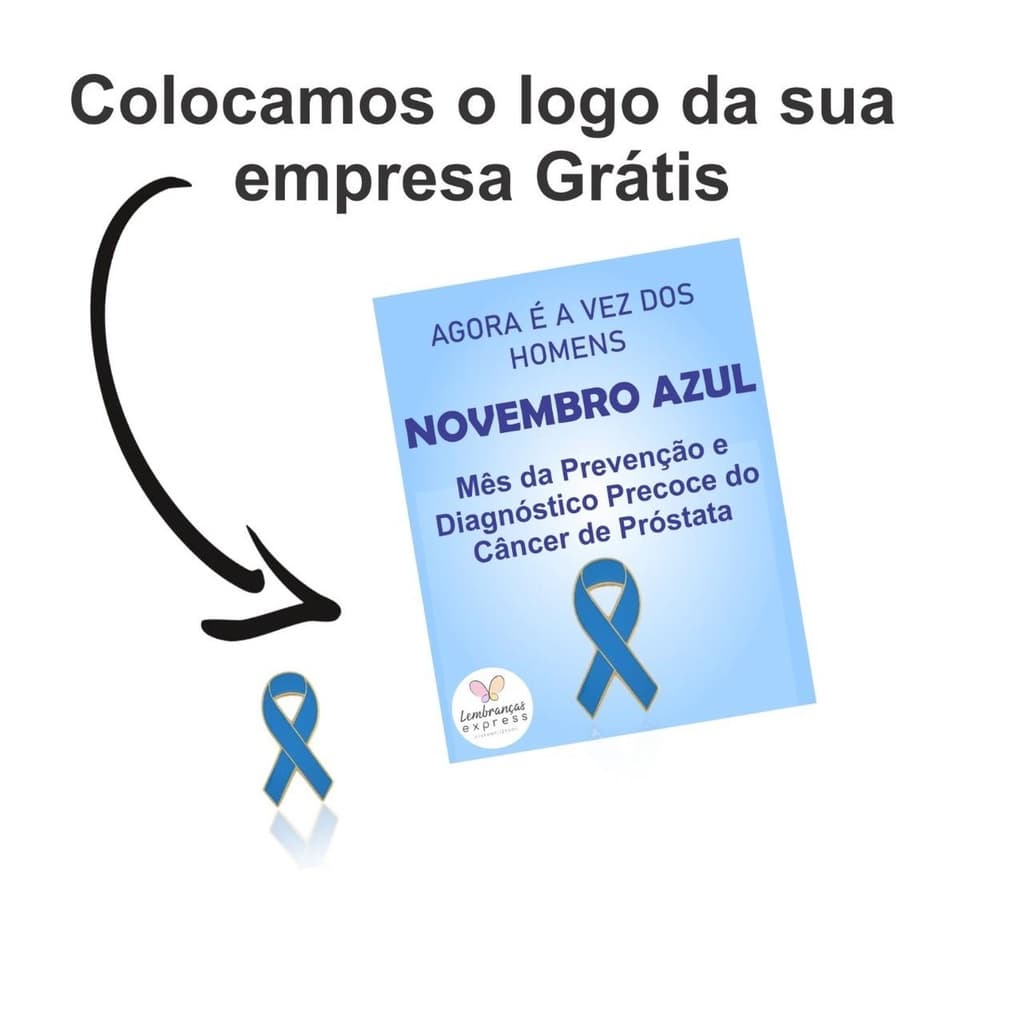 Botton Laço Novembro azul colocamos seu logo na cartela - 10 unidades