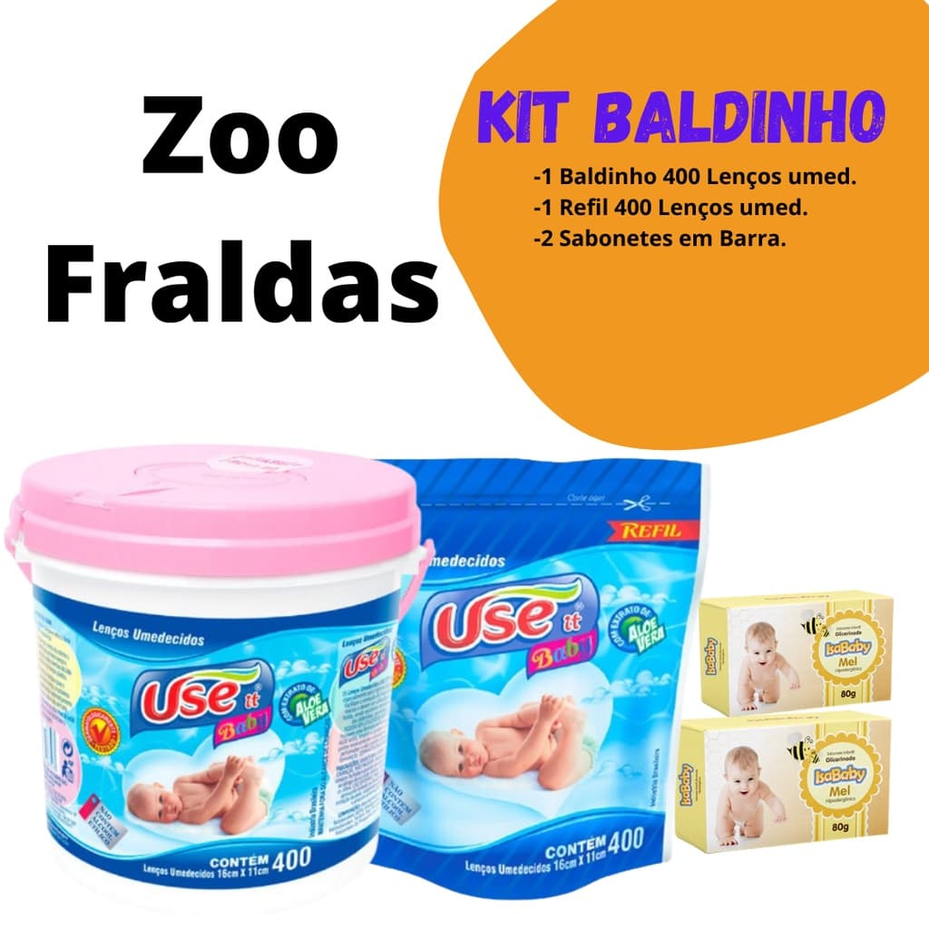 Kit  higiene bebê 800 lenços umedecidos balde de lencinho