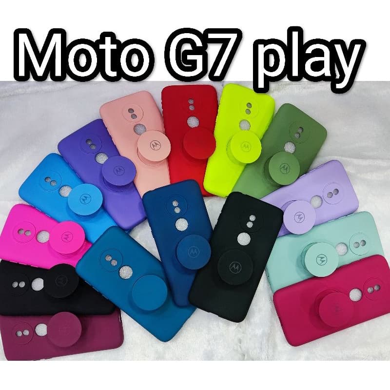 Capinha de celular Para Motorola Moto G7 play  Em Silicone Aveludo Com Proteção Da Câmera Com Pop Sockt