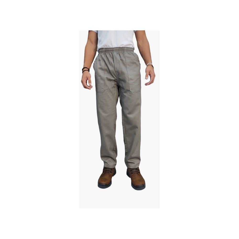 Calça Brim Pesado Cinza Elástico Total Costuras Com Reforço Entre As Pernas