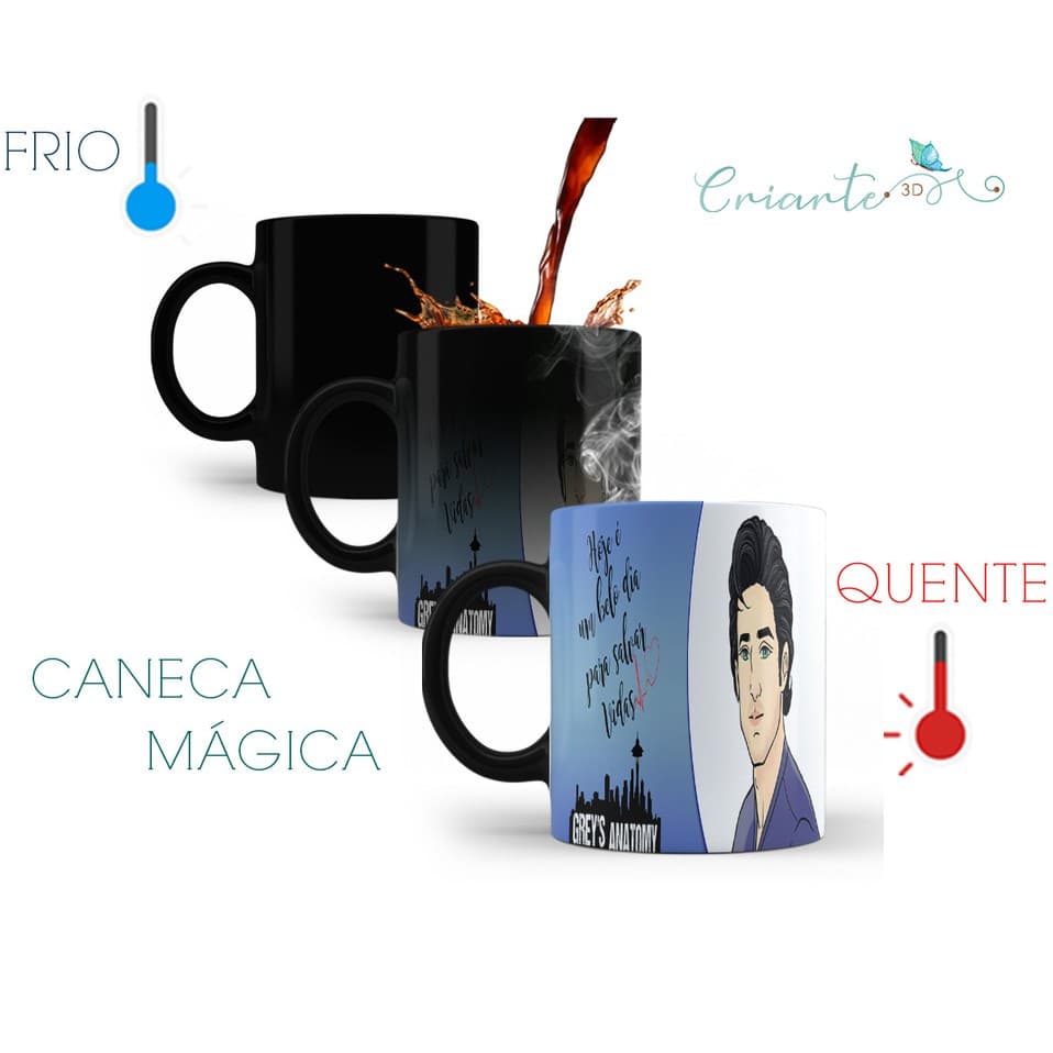 Caneca Porcelana Mágica Modelo Grey's Anatomy #35