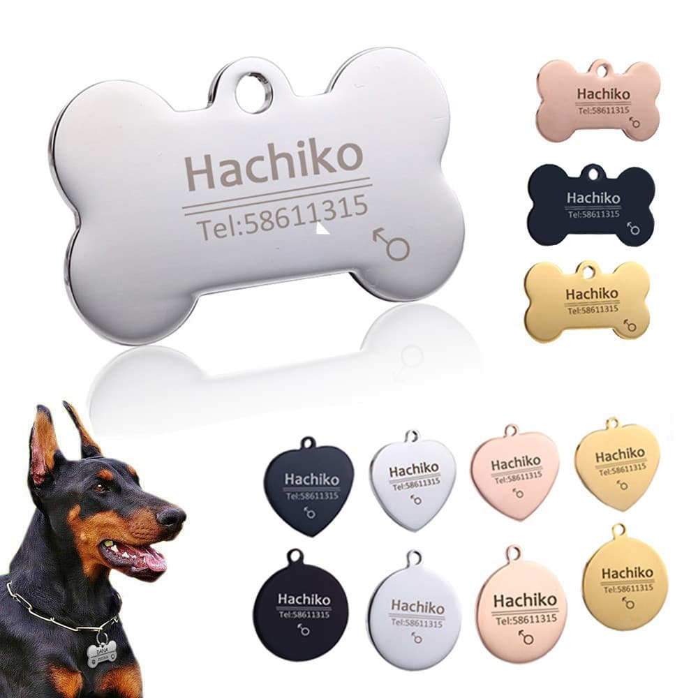 Etiqueta Personalizada De Aço Inoxidável Para Cães De Identificação Gravada Nome Do Gato Anti-Perda Pingente Da Placa Animal De Estimação