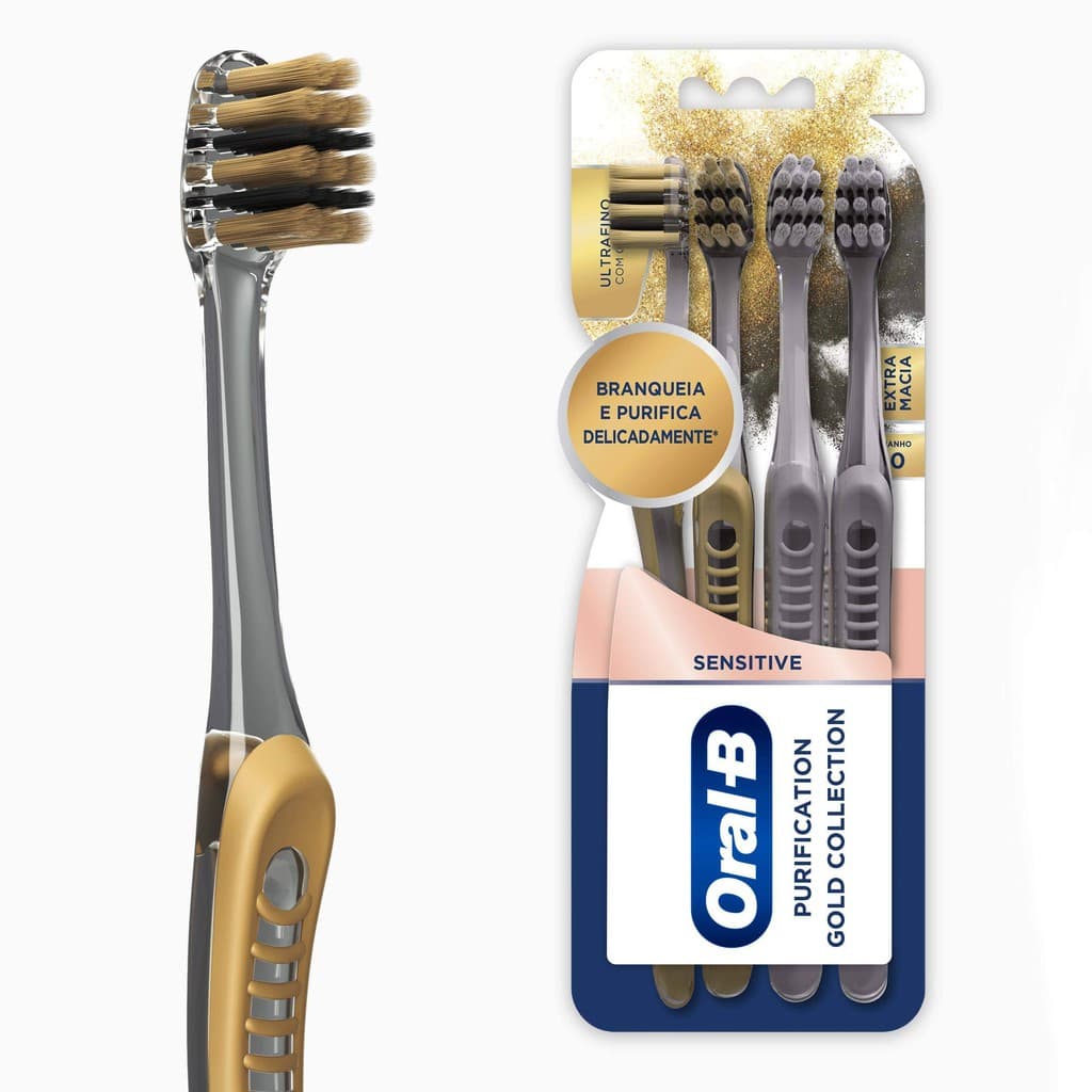 Escova De Dentes Oral-b Purification Gold Collection Sensitive Ultra Suave Pacote X 4