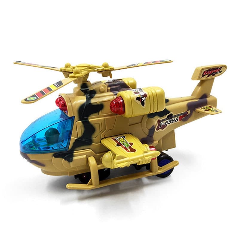 Brinquedo de avião musical de luz elétrica infantil grande roda universal luminosa helicóptero armado