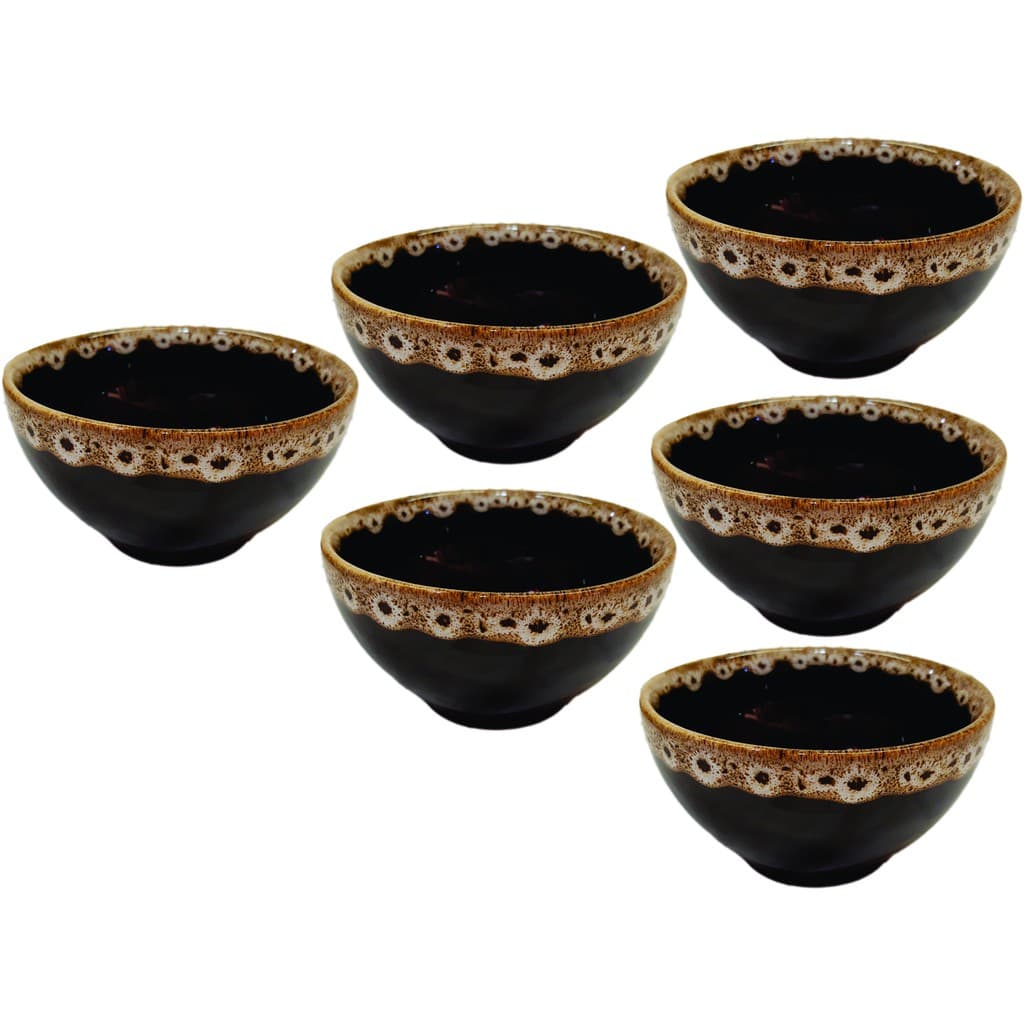 kit 6 tigela preta com borda 500 ml de porcelana bowl bacia cumbuca
