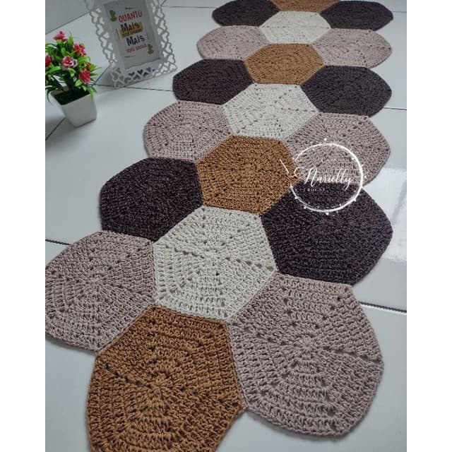 Passadeira em Crochê/ Passadeira modelo Hexágono.