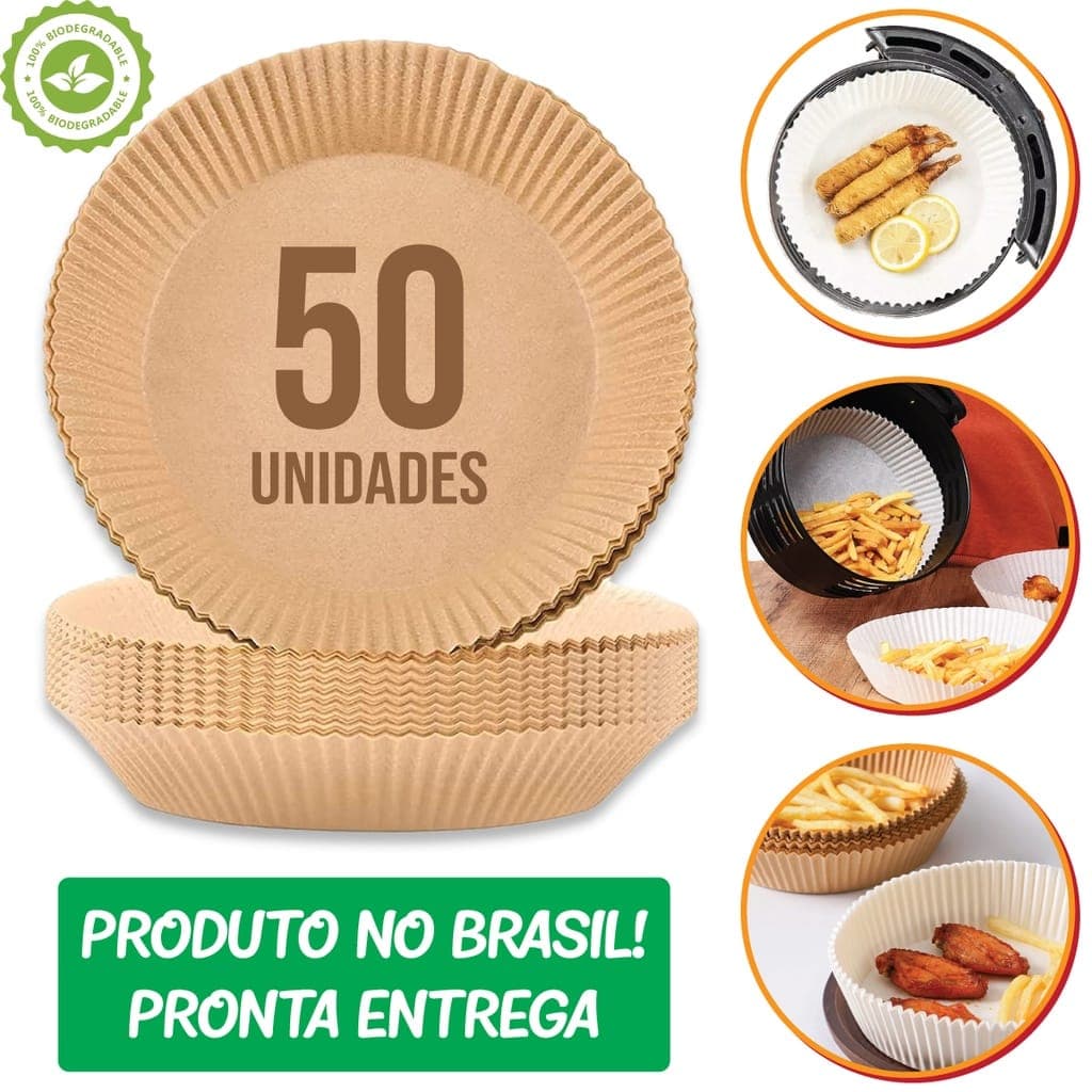 kit 50 Papéis protetores descartáveis para air fryer frita sem sujar pronta entrega