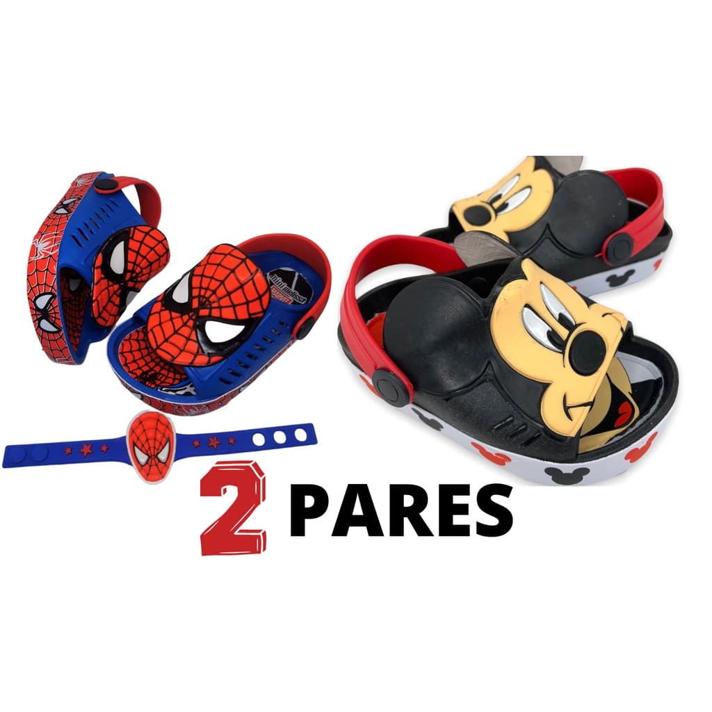 Sandália Infantil Menino Babuche Homem Aranha 2 pares + 2 pulseiras chinelo menino sandalia masculino
