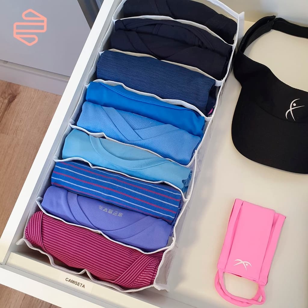 kit 5 comeias organizadoras camisetas organizador de guarda roupa pano de prato organizar bermuda infantil