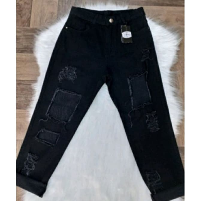 Promoção Calça Jeans Mom Calça Destroyed Feminina Calça Rasgada