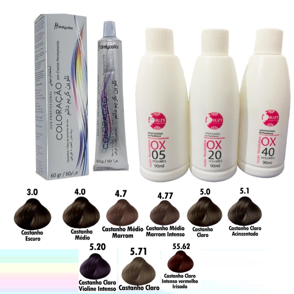 Tinta Coloração Hidraty 60g Cabelo Castanho Mairibel