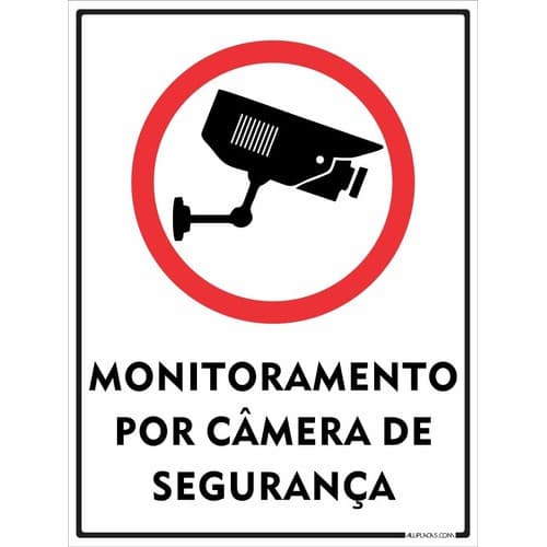 Placa Monitoramento Por Camera De Segurança 30x20cm Alumínio