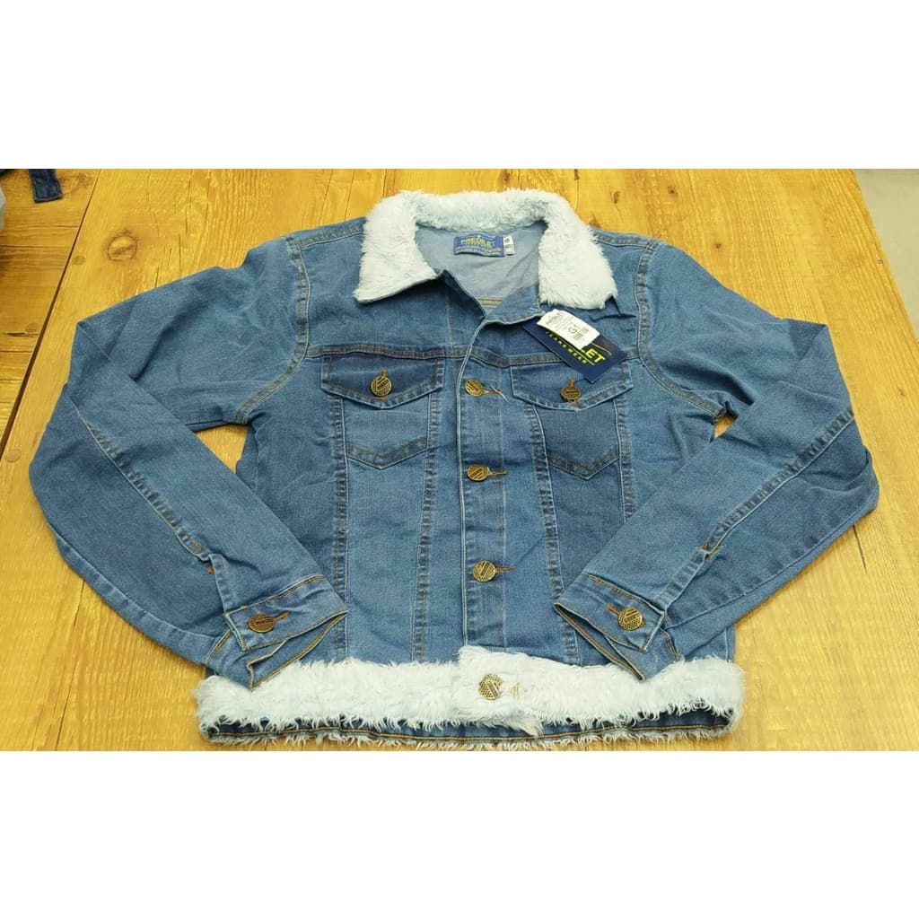 Casquinho Jeans Feminino Plus Size De Frio Com Pelinhos Na Gola