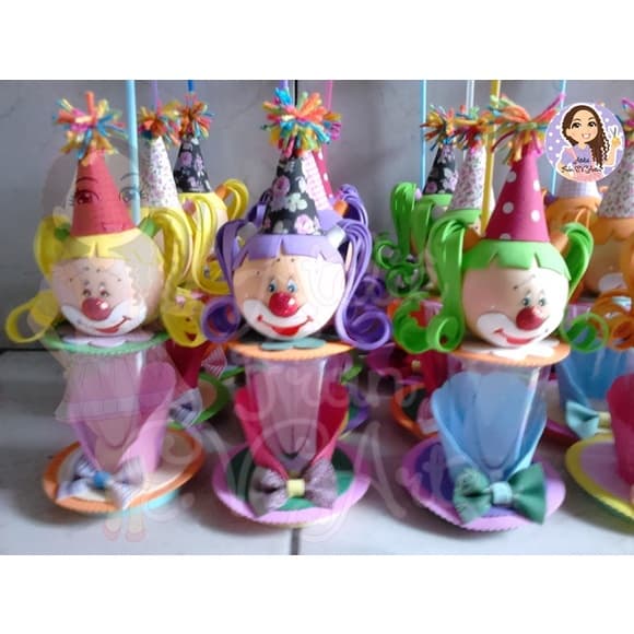 10 Centros de Mesa Palhaça, festa palhaça, circo candy colors, circo menina, palhacinha, lembrancinha palhaça