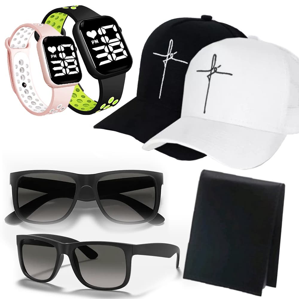 Kit Masculino moda Óculos Carteira Relógio Digital Prova d`água mais Boné SÓ HOJE Imperdível .2023n Só Hoje