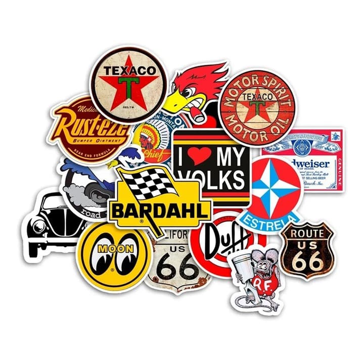 49 Adesivos Vintage Retro Carro Antigo Fusca Rothod + Brinde