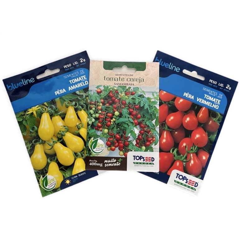kit tomate pera amarelo e vermelho +  tomate cereja samanbaia